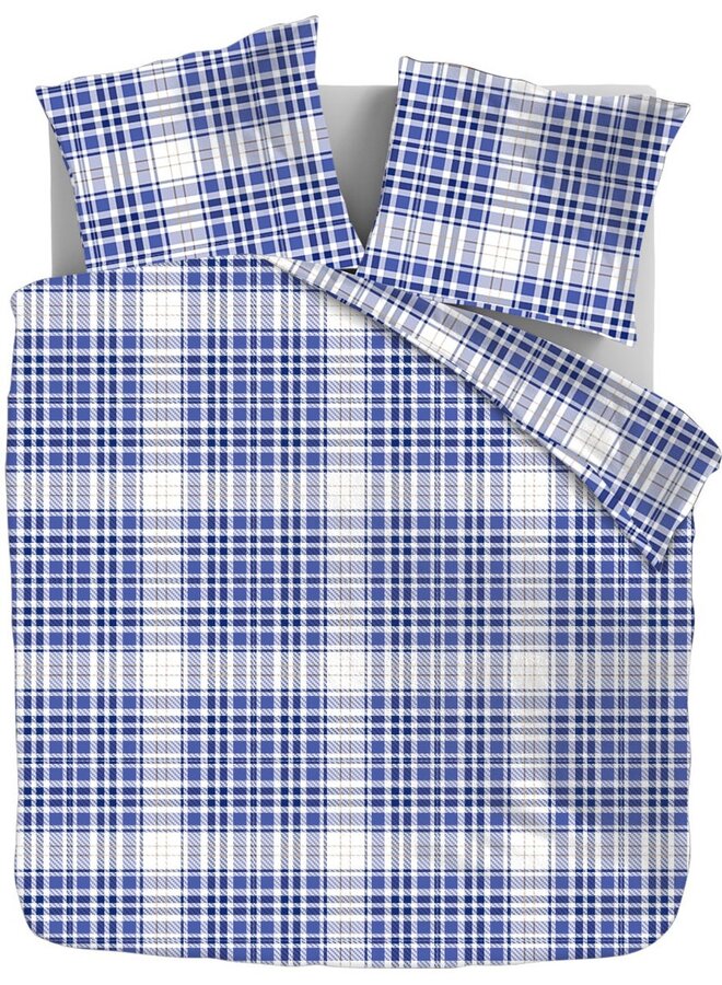 Dekbedovertrek Squares Blauw - Flanel PL1