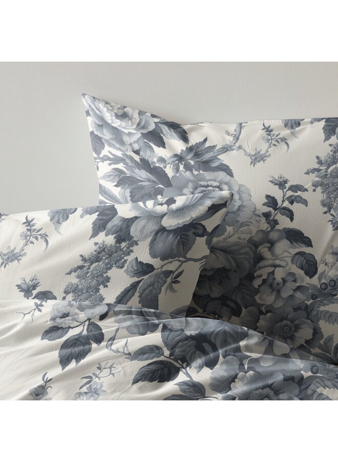 Zydante Dekbedovertrek Indigo Flowers Blauw - Flanel