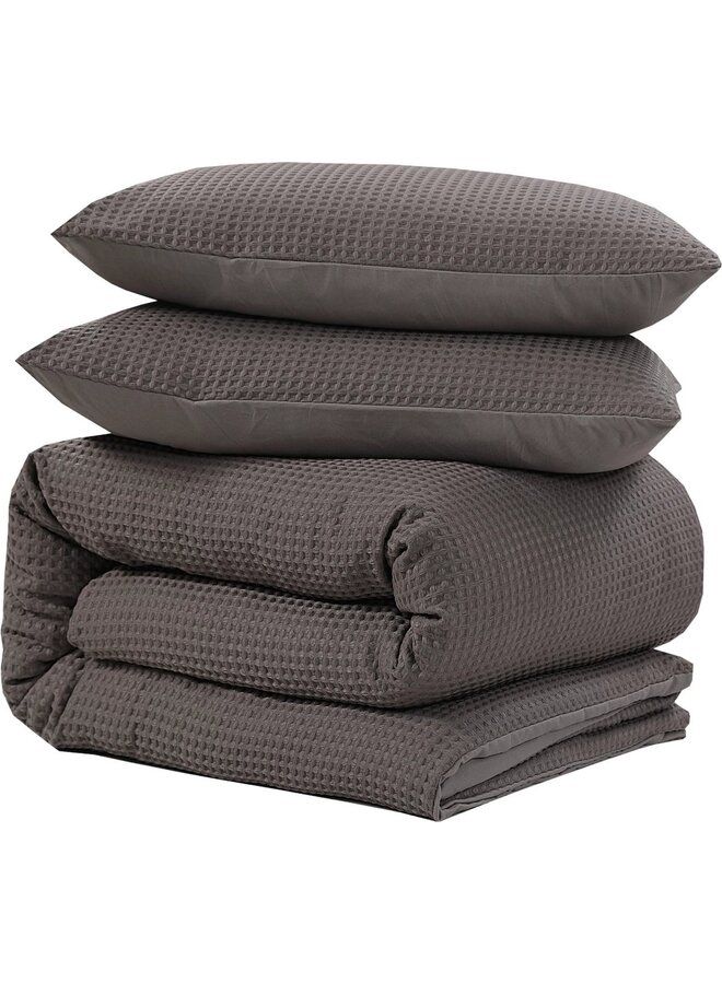 Sleeptime Dekbedovertrek Waffle Taupe - Microvezel