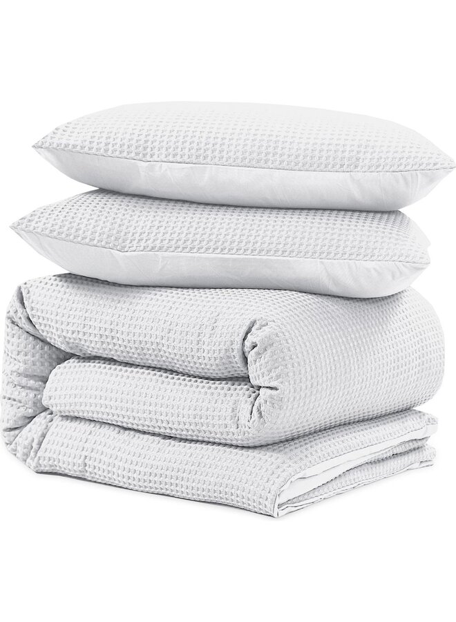 Dekbedovertrek Waffle Wit - Microvezel PL3