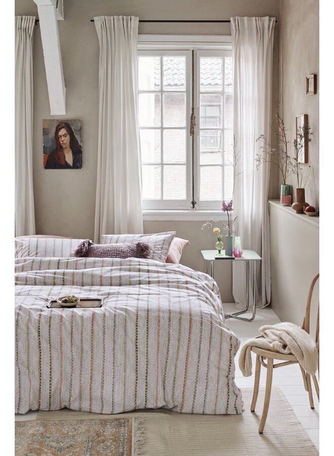 Ariadne At Home Dekbedovertrek Soft Lines Gebroken Wit - Katoen