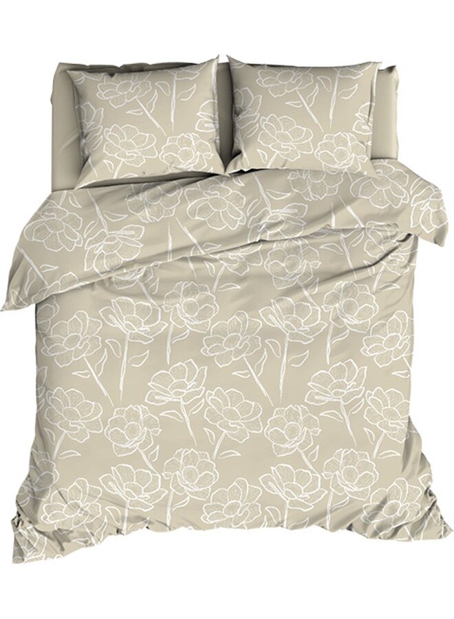 Romanette Dekbedovertrek Oyster Zand - Katoen