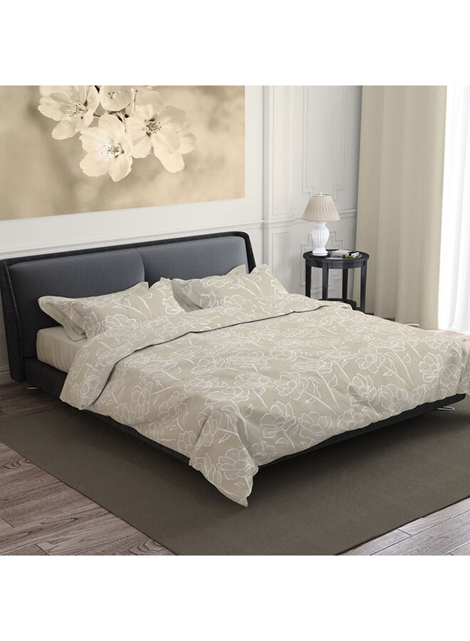 Romanette Dekbedovertrek Oyster Zand - Katoen