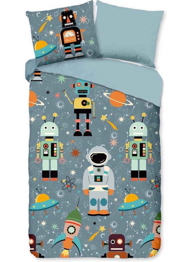 Dekbedovertrek Kids Spacemen Grijs - Katoen