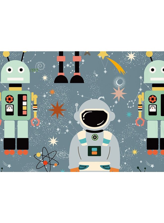 Good Morning Dekbedovertrek Kids Spacemen Grijs - Katoen