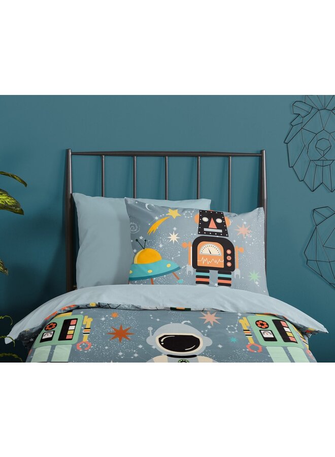 Good Morning Dekbedovertrek Kids Spacemen Grijs - Katoen