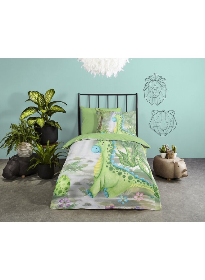 Good Morning Dekbedovertrek Kids Dani Groen - Katoen