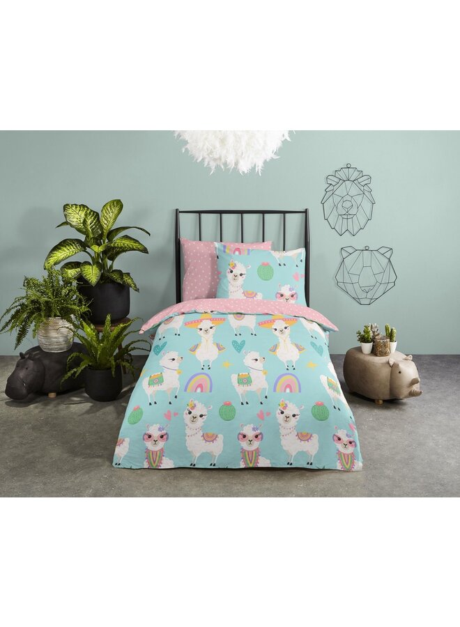 Good Morning Dekbedovertrek Kids Lamalife Multi - Katoen