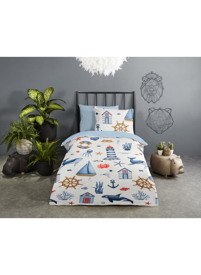 Good Morning Dekbedovertrek Kids Ahoy Blauw - Katoen