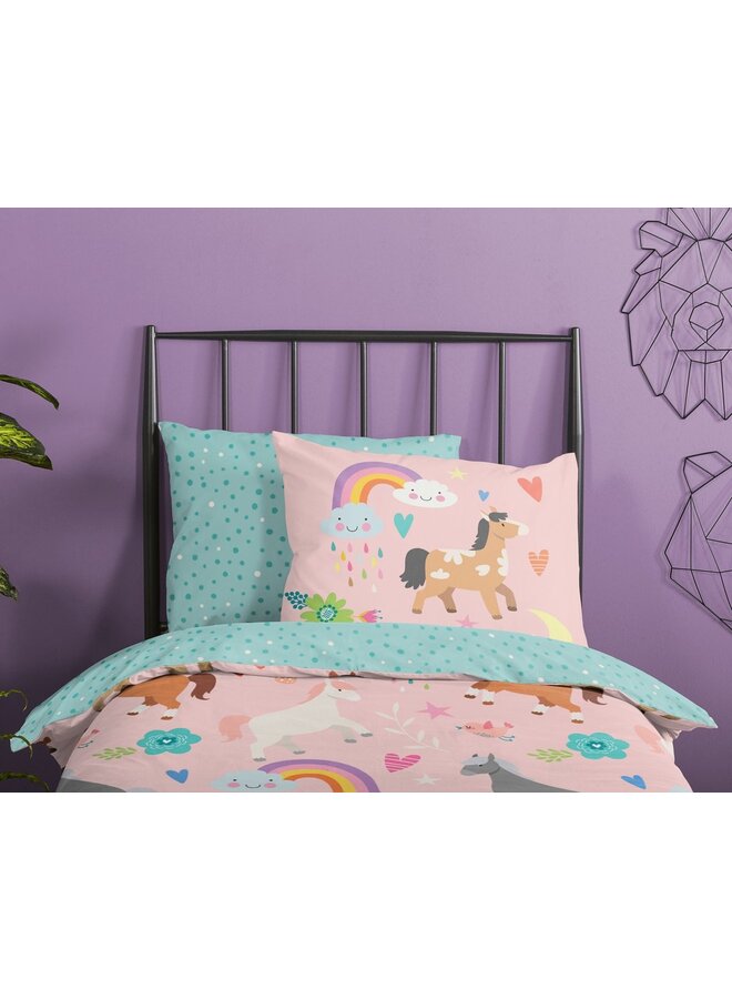 Good Morning Dekbedovertrek Kids Horses Multi - Katoen
