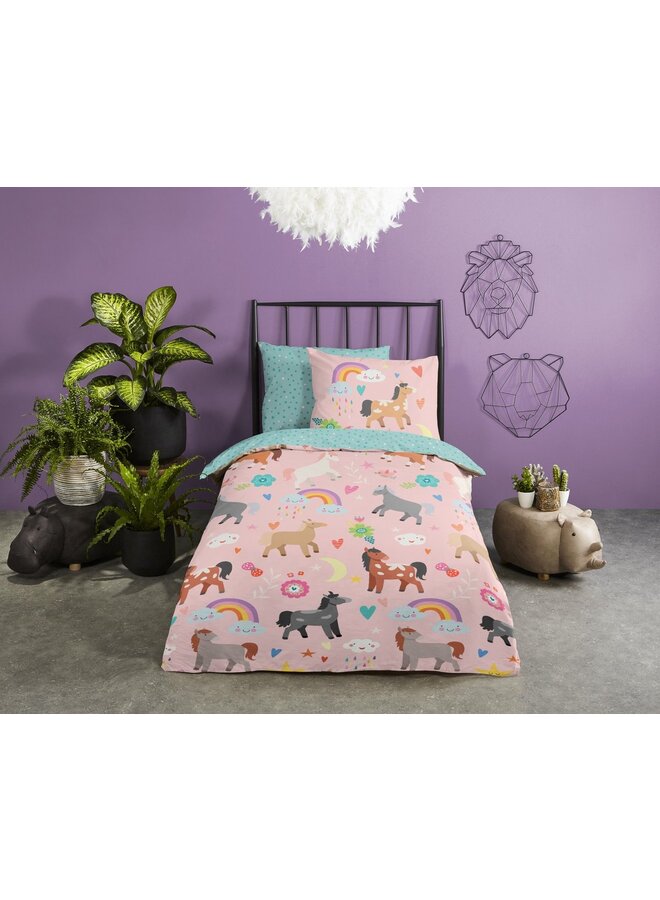 Good Morning Dekbedovertrek Kids Horses Multi - Katoen