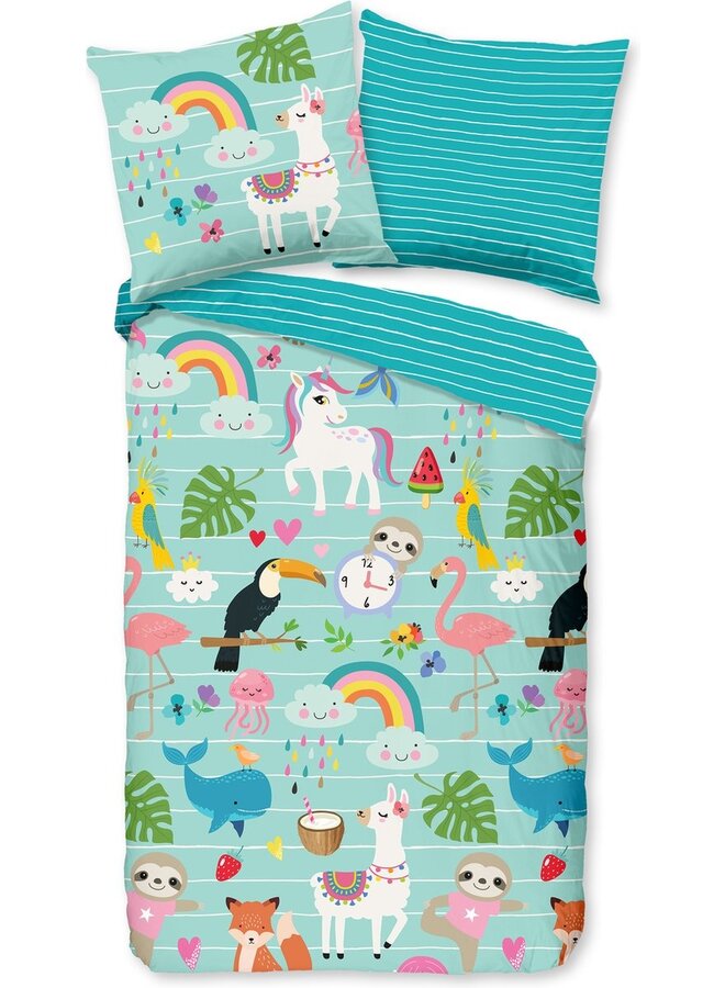 Dekbedovertrek Kids Festen Aqua - Katoen PL3