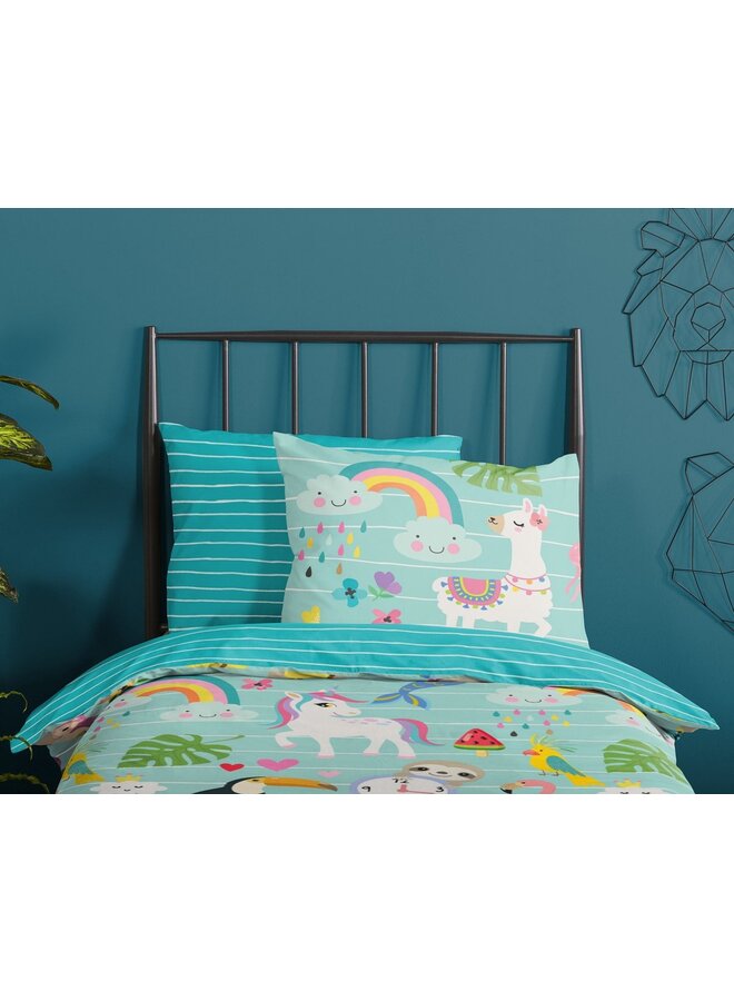 Good Morning Dekbedovertrek Kids Festen Aqua - Katoen