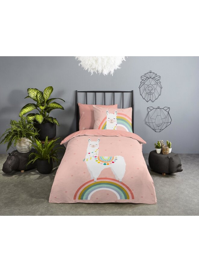 Good Morning Dekbedovertrek Kids Llama Multi - Katoen