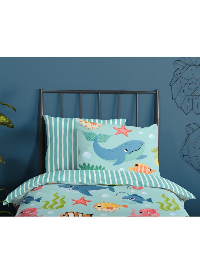 Good Morning Dekbedovertrek Kids Ocean Aqua - Katoen