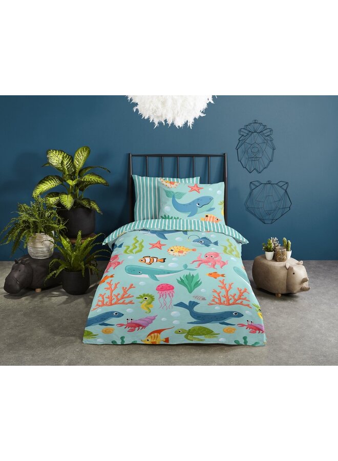 Good Morning Dekbedovertrek Kids Ocean Aqua - Katoen