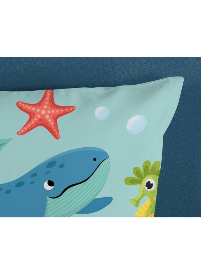 Good Morning Dekbedovertrek Kids Ocean Aqua - Katoen