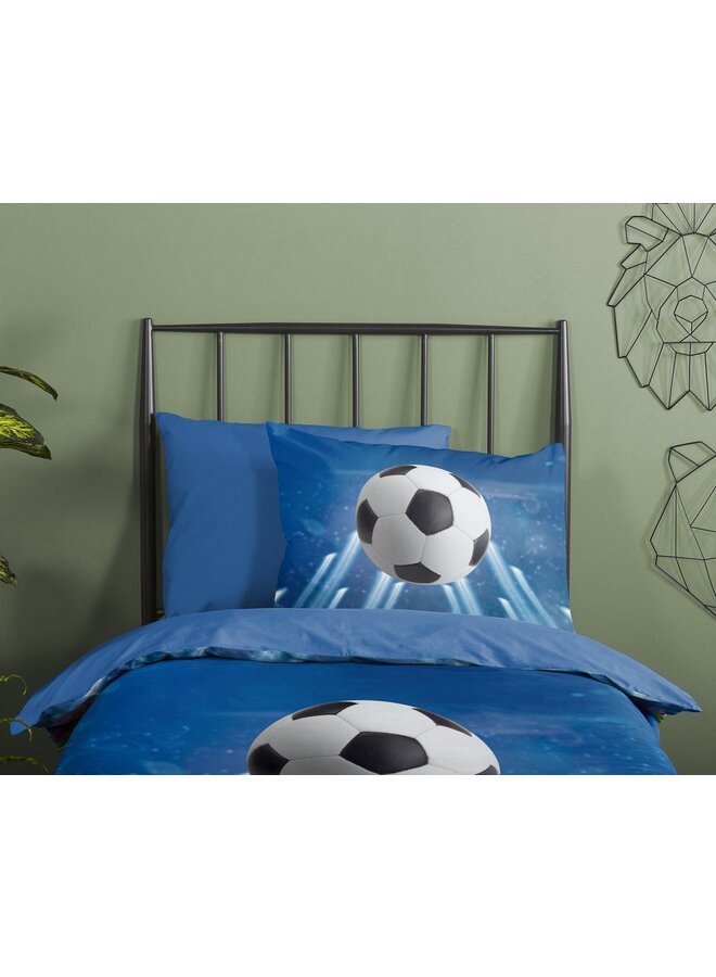 Good Morning Dekbedovertrek Kids Goal Blauw - Katoen