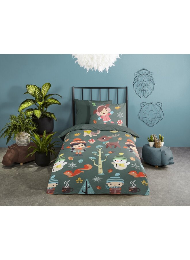 Good Morning Dekbedovertrek Kids Fun Groen - Katoen