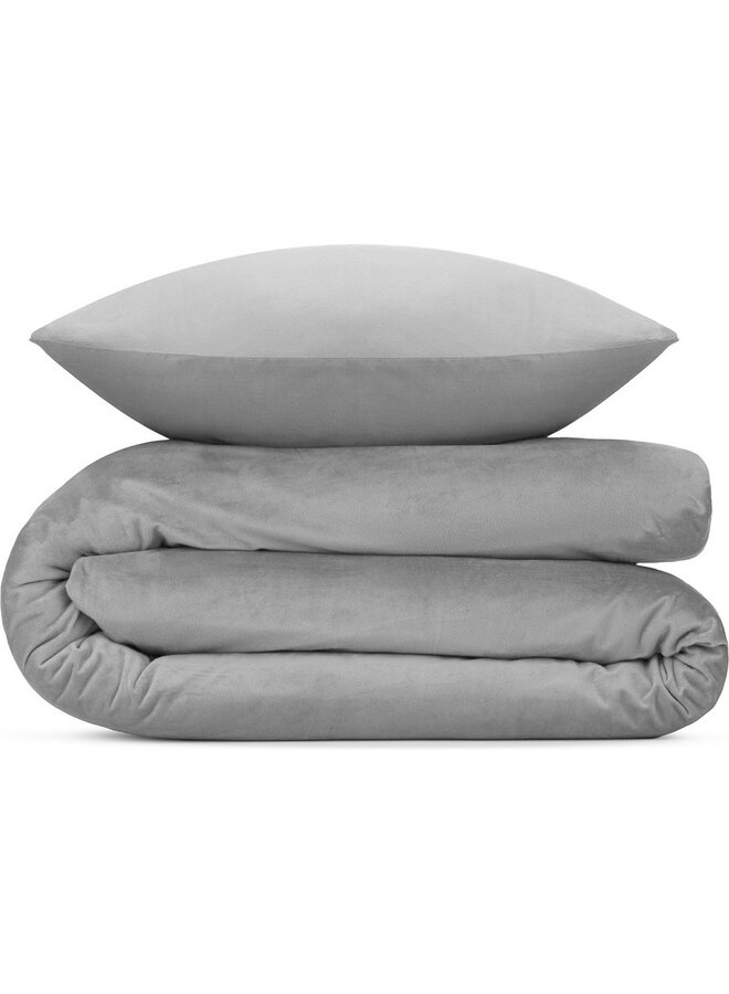ZO! Home Dekbedovertrek Velluto Uni Grijs - Velvet