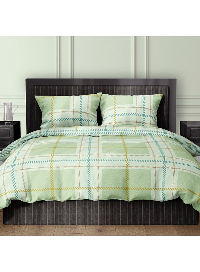 Romanette Dekbedovertrek Rubik Groen - Katoen