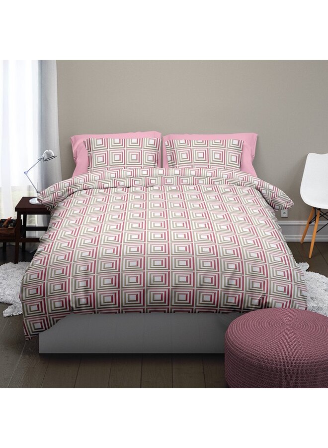 Satin d'Or Dekbedovertrek Tiles Roze - Katoensatijn