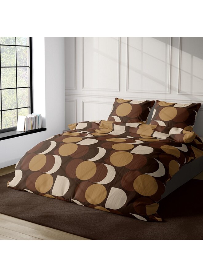 Satin d'Or Dekbedovertrek Artballs Bruin - Katoensatijn