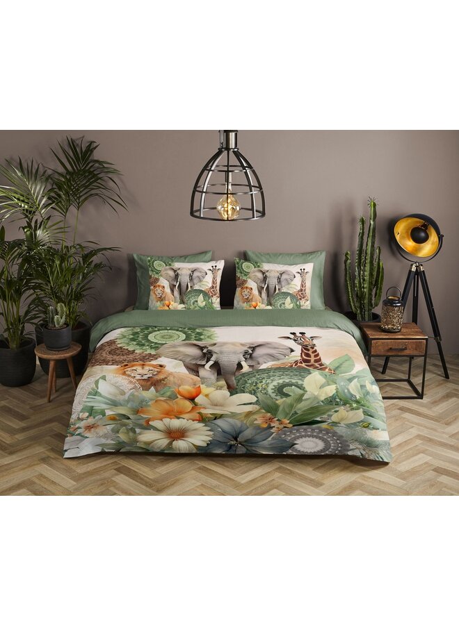 HIP Dekbedovertrek Sagadar Groen - Katoensatijn