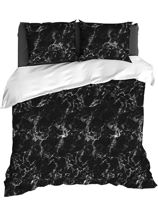 Dekbedovertrek Marble Zwart - Katoensatijn