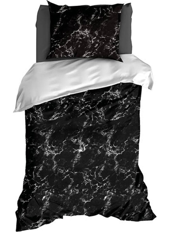 Satin d'Or Dekbedovertrek Marble Zwart - Katoensatijn