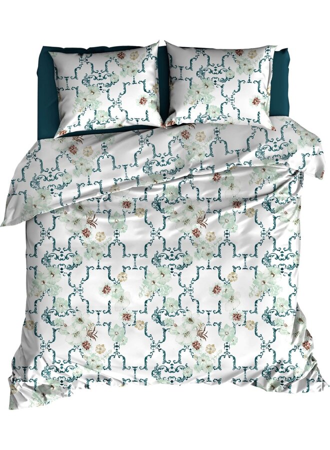 Dekbedovertrek Viola Mint/Teal - Katoensatijn PL1