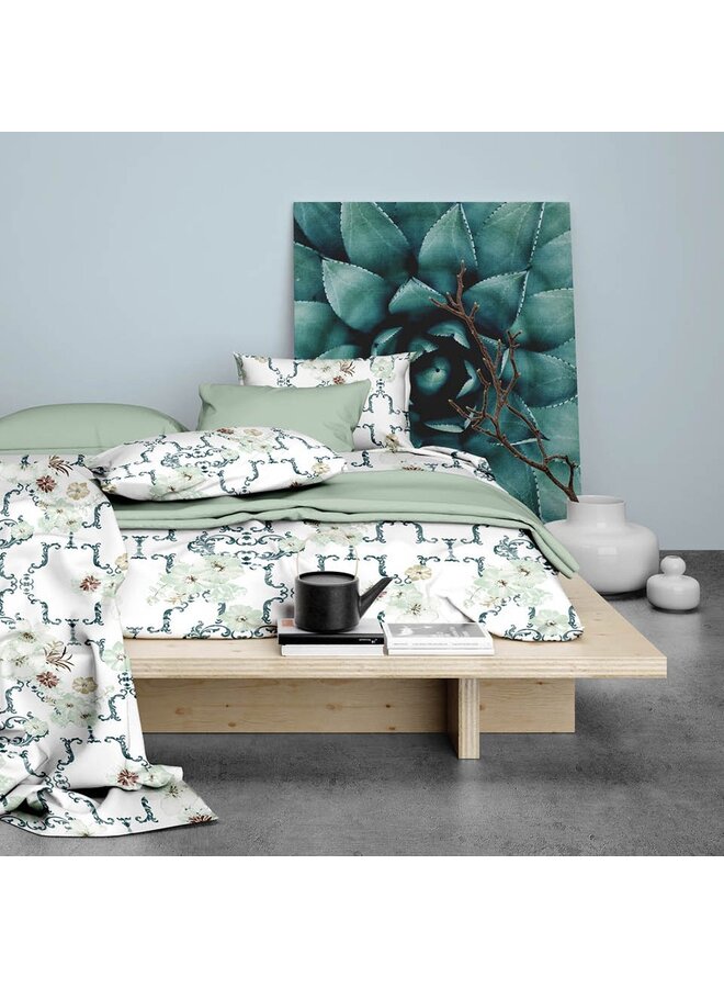 Satin d'Or Dekbedovertrek Viola Mint/Teal - Katoensatijn