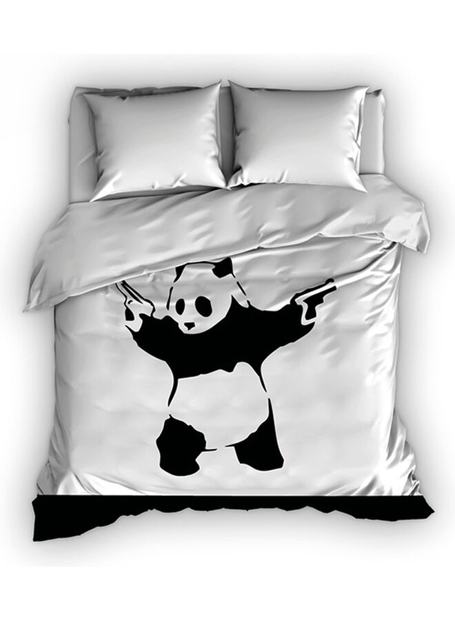 Satin d'Or Dekbedovertrek Panda Wit/Zwart - Katoensatijn