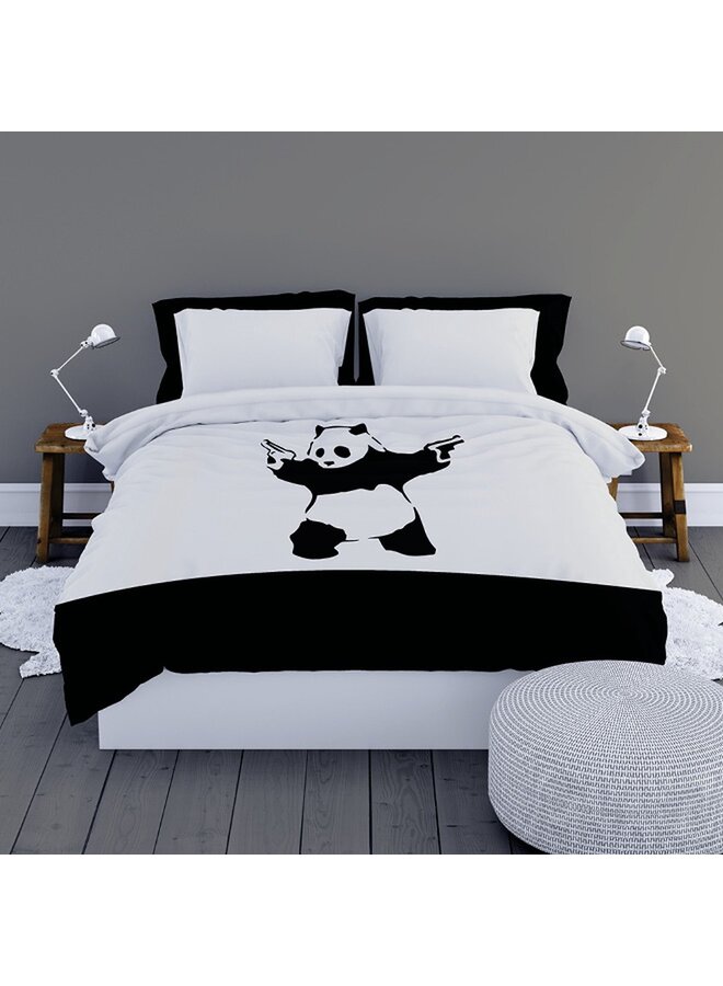 Satin d'Or Dekbedovertrek Panda Wit/Zwart - Katoensatijn