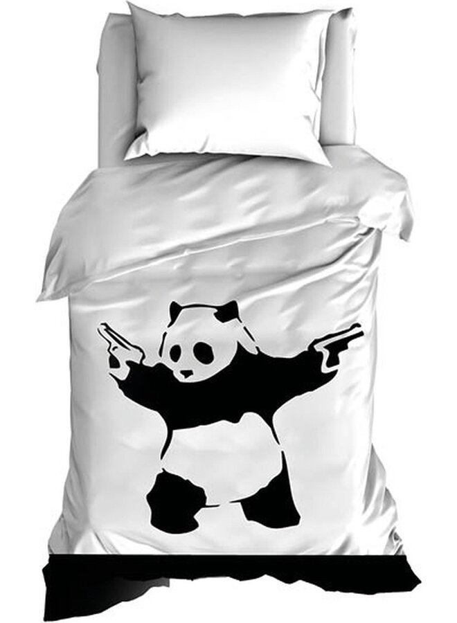 Satin d'Or Dekbedovertrek Panda Wit/Zwart - Katoensatijn