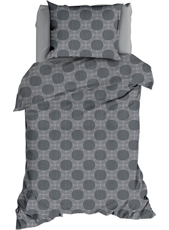 Satin d'Or Dekbedovertrek Rivolta Sneeuw Antraciet - Katoensatijn