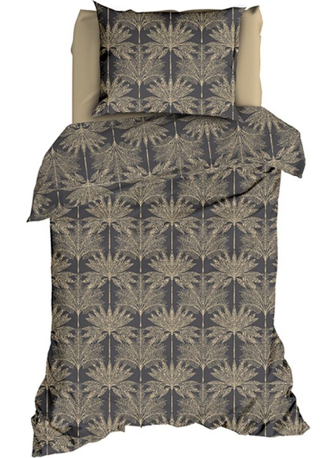 Satin d'Or Dekbedovertrek Palmyra  Antraciet - Katoensatijn