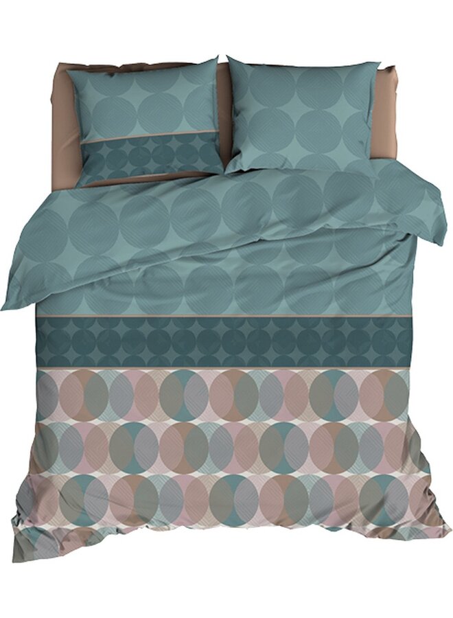 Satin d'Or Dekbedovertrek Cercles Grijs/Mineral - Katoensatijn