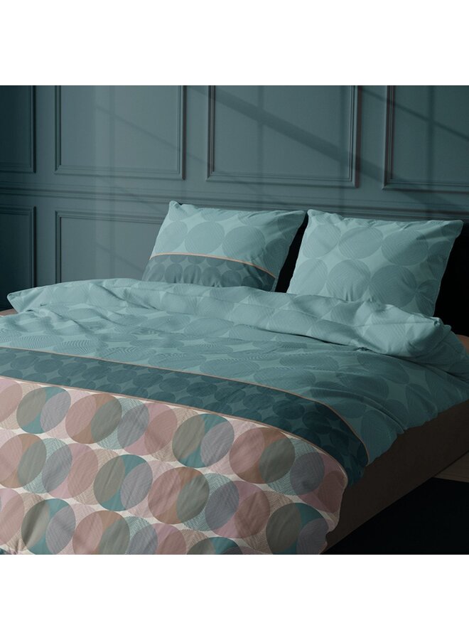 Satin d'Or Dekbedovertrek Cercles Grijs/Mineral - Katoensatijn