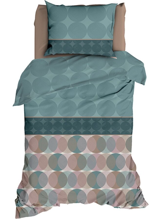 Satin d'Or Dekbedovertrek Cercles Grijs/Mineral - Katoensatijn