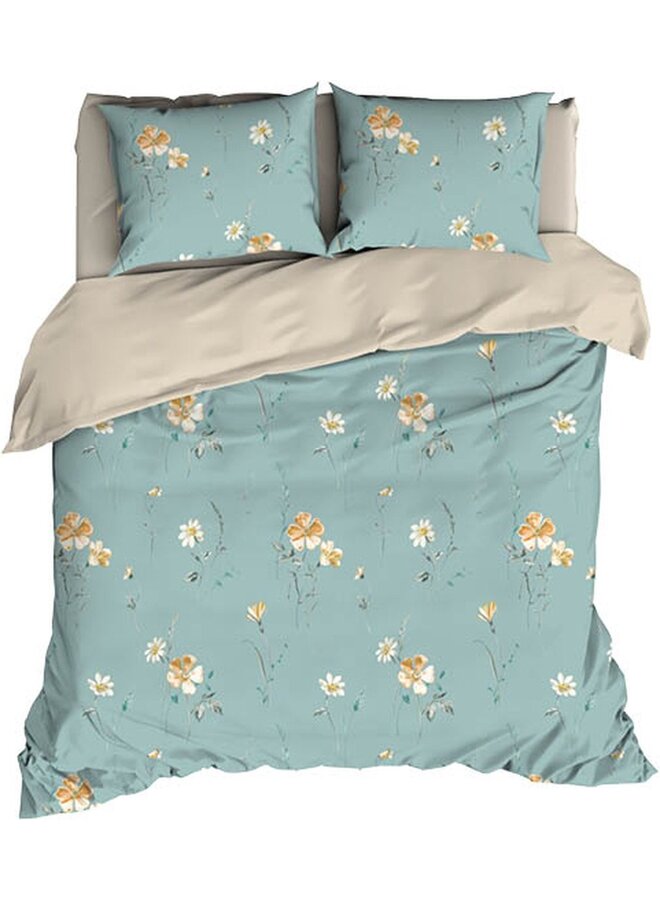 Dekbedovertrek Zabina Aqua - Katoensatijn