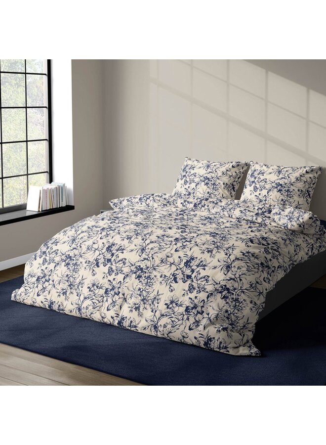Satin d'Or Dekbedovertrek Guirlande Navy - Katoensatijn