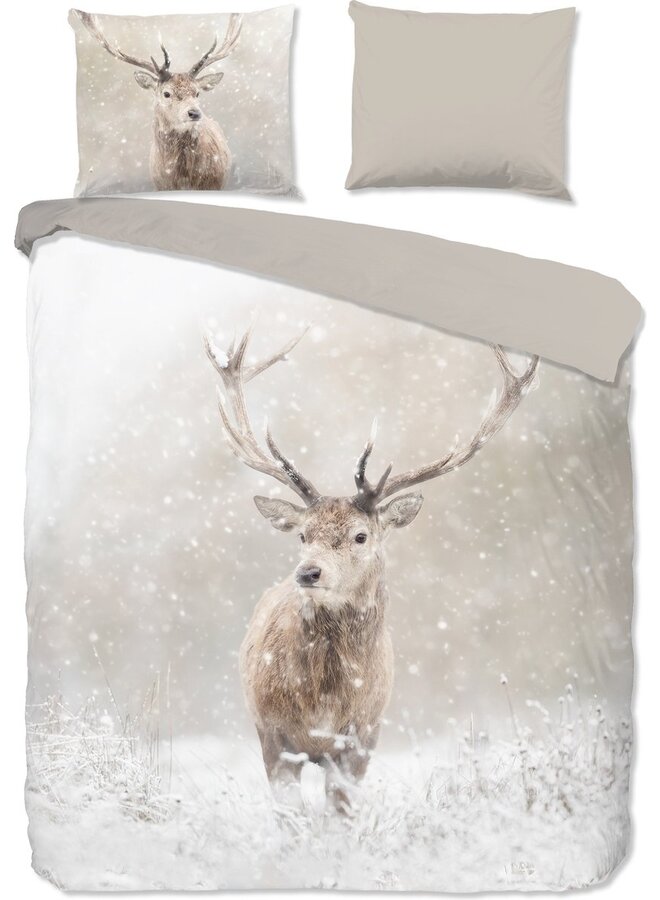Good Morning Dekbedovertrek Snowydeer Zand - Flanel