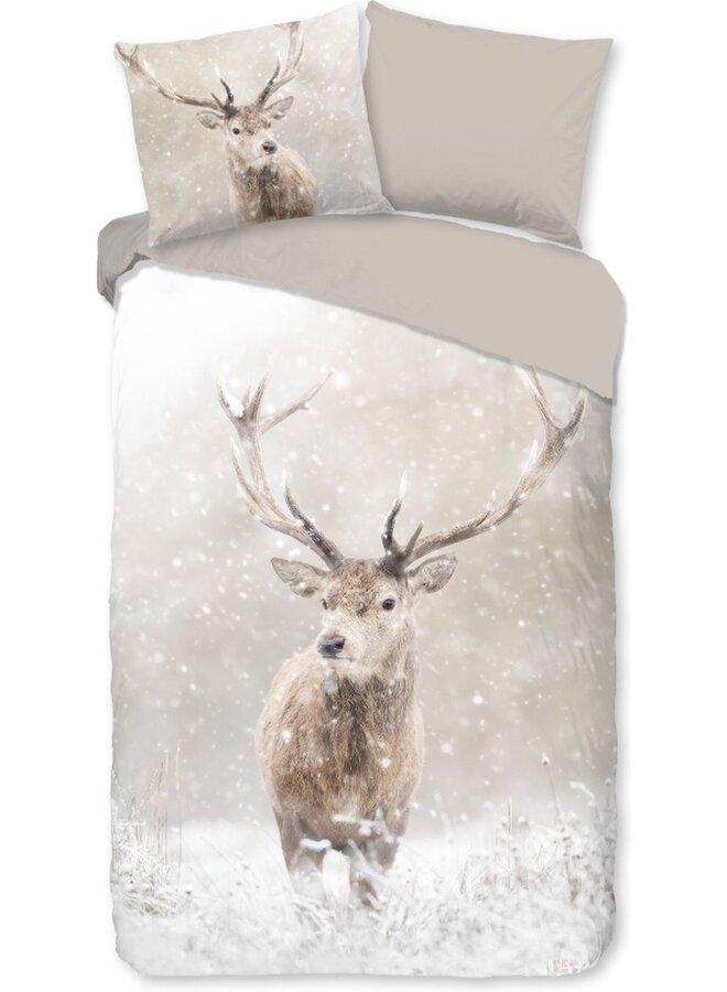 Good Morning Dekbedovertrek Snowydeer Zand - Flanel