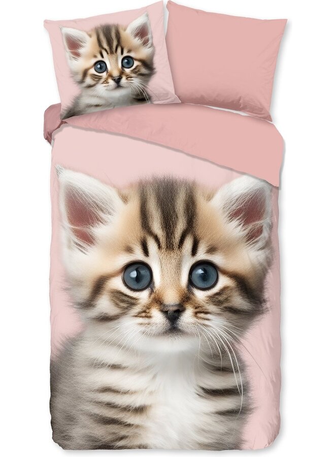 Good Morning Dekbedovertrek Kids Meow Roze - Flanel
