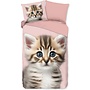 Good Morning Dekbedovertrek Kids Meow Roze - Flanel
