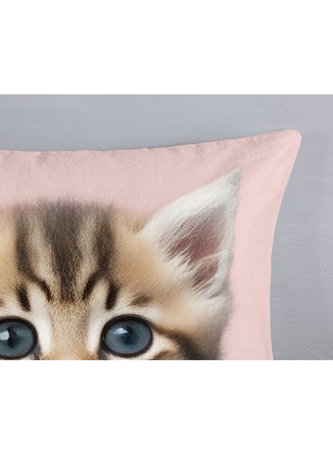 Good Morning Dekbedovertrek Kids Meow Roze - Flanel