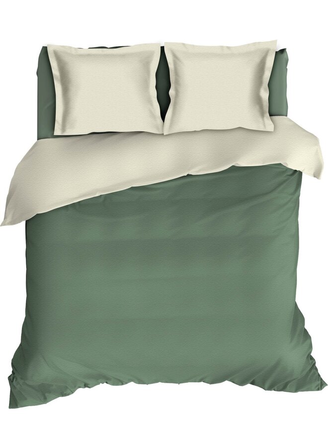 Dekbedovertrek Comtesse Uni Groen/Creme - Flanel PL1