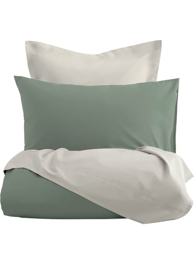 Romanette Dekbedovertrek Comtesse Uni Groen/Creme - Flanel