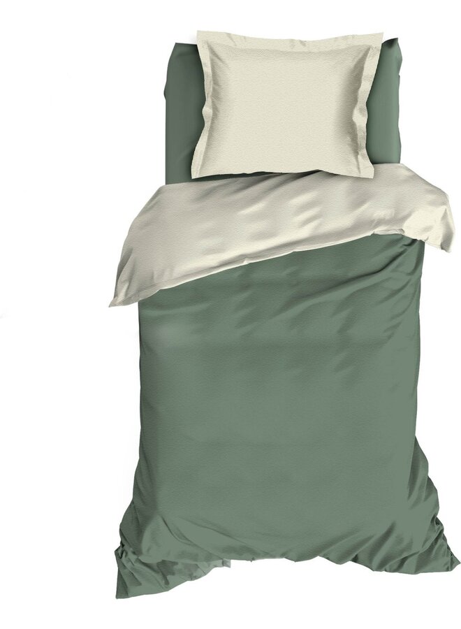 Romanette Dekbedovertrek Comtesse Uni Groen/Creme - Flanel